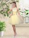 Fashionable Halter Top Sleeveless Tulle Dama Dress for Quinceanera Lace and Belt Lace Up