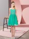 Turquoise Empire Beading Prom Party Dress Lace Up Chiffon Sleeveless Knee Length