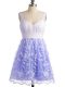 Noble Lace Straps Sleeveless Lace Up Lace Quinceanera Court of Honor Dress in Lavender