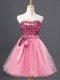 Mini Length Rose Pink Evening Dress Sweetheart Sleeveless Zipper