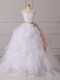 On Sale Organza Sweetheart Sleeveless Brush Train Lace Up Beading and Ruffles and Sashes ribbons Wedding Gowns in White