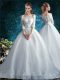 Suitable Half Sleeves Court Train Lace Clasp Handle Wedding Dresses