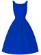 Knee Length Royal Blue Dama Dress for Quinceanera High-neck Sleeveless Lace Up