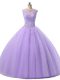 Discount Lavender Scoop Lace Up Beading and Lace Ball Gown Prom Dress Sleeveless