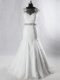 Smart White Cap Sleeves Brush Train Beading and Lace Bridal Gown