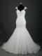 White Lace Lace Up Straps Sleeveless Wedding Gown Lace