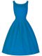 Designer Sleeveless Knee Length Ruching Zipper Bridesmaid Dresses with Blue