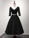 Black Homecoming Dress Prom and Sweet 16 and Quinceanera with Lace and Belt V-neck Half Sleeves Lace Up