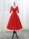 Trendy Red Lace Up V-neck Lace and Appliques Prom Evening Gown Lace Half Sleeves