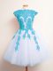 Free and Easy Scalloped Sleeveless Tulle Bridesmaids Dress Appliques Lace Up