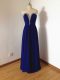 Royal Blue Sleeveless Beading Floor Length Damas Dress
