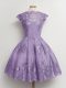 Fashion Lavender Lace Up Scalloped Lace Quinceanera Dama Dress Lace Cap Sleeves