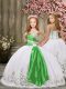 Trendy Straps Sleeveless Kids Formal Wear Floor Length Embroidery and Belt White Organza