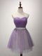 Sweet Mini Length Lavender Quinceanera Court Dresses Tulle Sleeveless Ruching