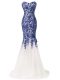 Blue And White Lace Up Sweetheart Lace and Appliques Womens Evening Dresses Tulle Sleeveless Brush Train