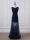 Traditional Floor Length Column/Sheath Sleeveless Navy Blue Mother Of The Bride Dress Lace Up