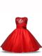Organza Scoop Sleeveless Zipper Sequins and Hand Made Flower Girls Pageant Dresses in Red