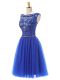 Admirable Royal Blue Zipper Scoop Beading Homecoming Dress Tulle Sleeveless