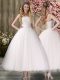 Off The Shoulder Sleeveless Lace Up Wedding Dress White Organza
