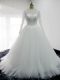 Traditional White Square Neckline Lace and Appliques Bridal Gown Long Sleeves Backless