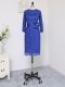Royal Blue Column/Sheath Scoop Long Sleeves Lace Knee Length Zipper Lace and Appliques and Belt Mother Of The Bride Dress