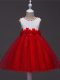 Knee Length Ball Gowns Sleeveless Wine Red Toddler Flower Girl Dress Zipper