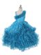 Asymmetric Sleeveless Organza Kids Formal Wear Lace and Ruffles and Ruffled Layers Lace Up