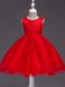 Discount Sleeveless Knee Length Appliques Zipper Toddler Flower Girl Dress with Red
