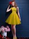 Top Selling Yellow Bateau Lace Up Beading and Lace Bridesmaids Dress Sleeveless
