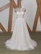 Excellent White Zipper Wedding Gown Lace and Appliques Sleeveless Brush Train