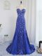 Dramatic Tulle and Sequined Sweetheart Sleeveless Zipper Beading and Sequins Evening Gowns in Royal Blue