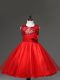 Exceptional Scoop Sleeveless Zipper Flower Girl Dresses for Less Red Tulle