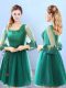 Colorful Knee Length Green Wedding Guest Dresses Scoop 3 4 Length Sleeve Lace Up
