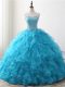 Suitable Sweetheart Sleeveless Lace Up Sweet 16 Quinceanera Dress Baby Blue Organza