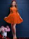 Luxurious Orange Red Scalloped Lace Up Beading and Lace and Appliques Dama Dress 3 4 Length Sleeve