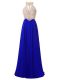 Floor Length Royal Blue Prom Dresses Chiffon Sleeveless Beading