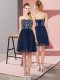 Excellent Navy Blue Empire Sweetheart Sleeveless Chiffon Mini Length Lace Up Beading Prom Party Dress