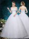 Ball Gowns Wedding Dress White Off The Shoulder Organza Sleeveless Floor Length Lace Up