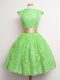 Knee Length Ball Gowns Cap Sleeves Green Bridesmaid Gown Lace Up