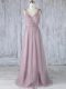 Affordable Lavender Tulle Criss Cross Bridesmaids Dress Sleeveless Floor Length Appliques