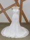 Eye-catching Sleeveless Lace Lace Up Bridal Gown with White Brush Train