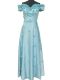 Light Blue Prom and Military Ball with Hand Made Flower Off The Shoulder Sleeveless Zipper