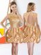 Exceptional Taffeta Bateau Sleeveless Backless Beading and Lace and Ruffles Dama Dress in Champagne
