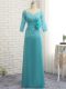 Stunning Baby Blue Sweetheart Zipper Lace and Appliques Mother Of The Bride Dress 3 4 Length Sleeve