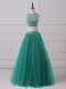 Traditional Green Tulle Zipper Scoop Sleeveless Floor Length Prom Dress Beading