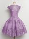 Scalloped Cap Sleeves Tulle Quinceanera Dama Dress Lace Lace Up