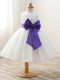 Luxurious White Organza Zipper Little Girl Pageant Gowns Sleeveless Floor Length Bowknot