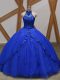 High Class Tulle Sleeveless Quinceanera Gowns Brush Train and Appliques