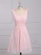 Beautiful Hand Made Flower Bridesmaid Dress Baby Pink Lace Up Sleeveless Mini Length