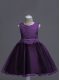New Arrival Organza Scoop Sleeveless Zipper Lace Child Pageant Dress in Dark Purple